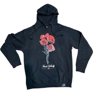 Hasta Muerte Rose Graphic Black Hoodie L Streetwear Independent Fleece